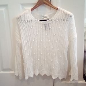 Ivory Scallop Knit Sweater